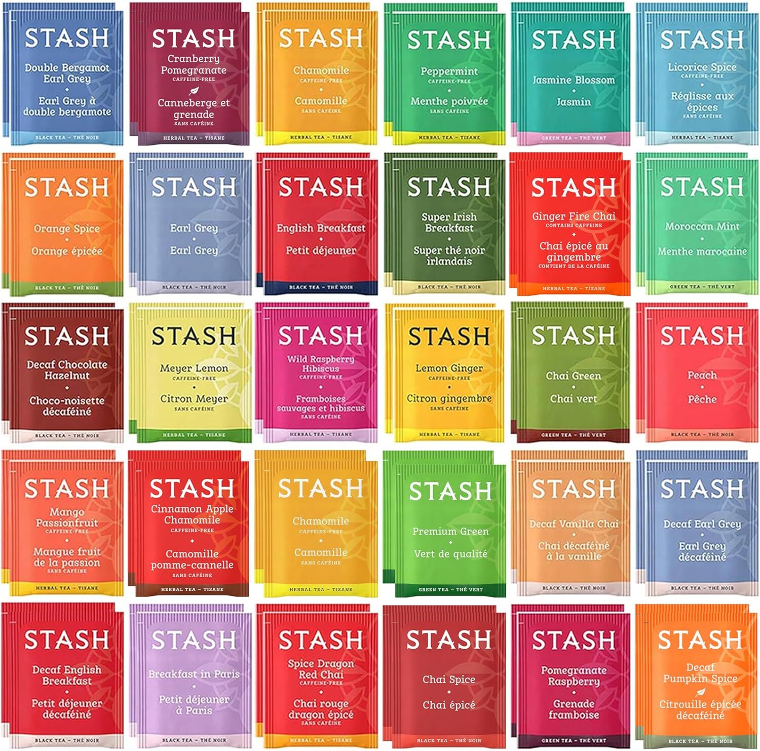 Sarah's Candy Factory Stash Tea Bags Sampler 52 Count - 30 Gourmet Flavors Gift for Him, Her, Mom, Dad, Friends, Coworkers, Family