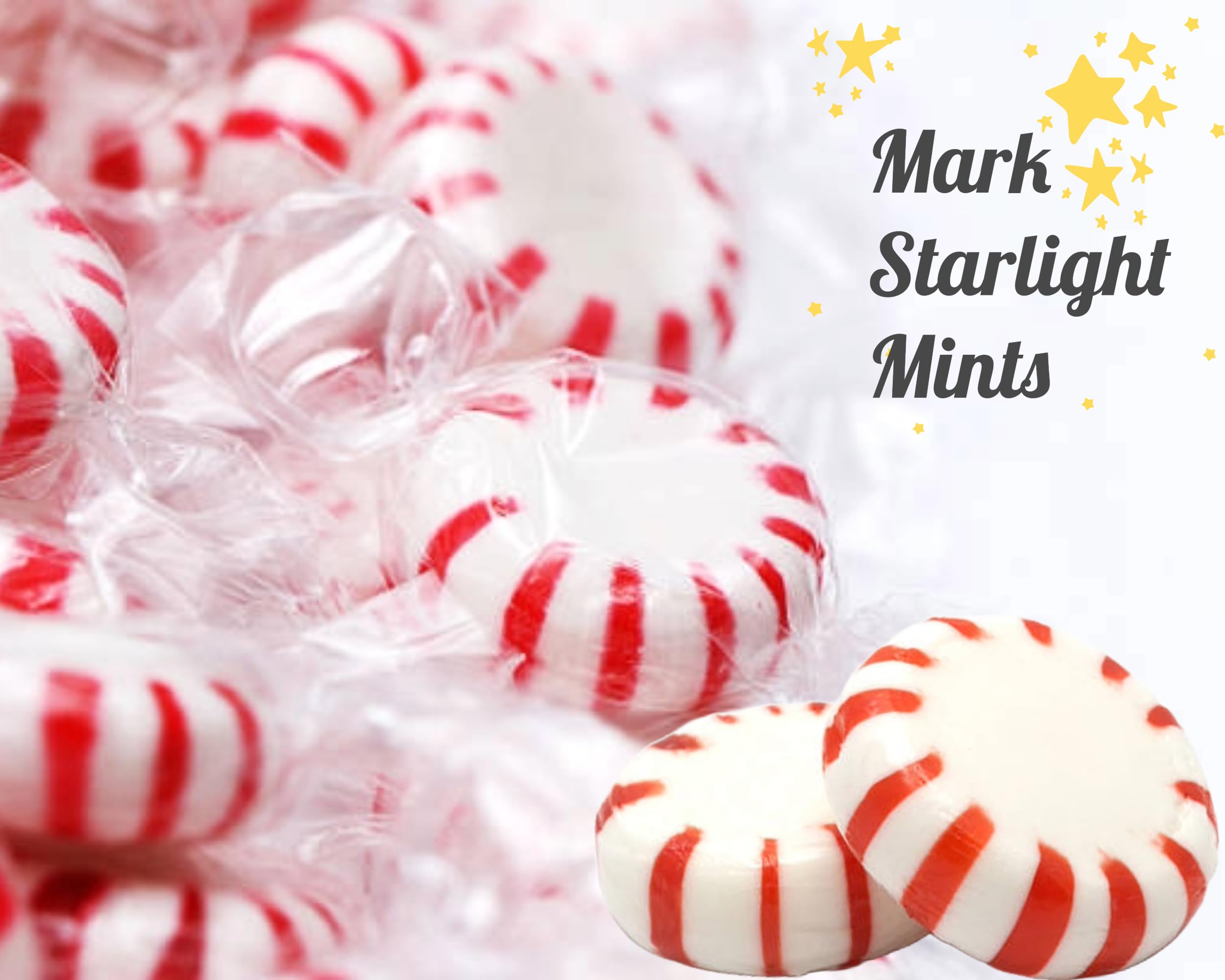 Sarah's Candy Factory Starlight Peppermint Candy Bulk - 1.5 lb Individually Wrapped