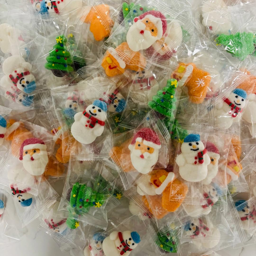 Christmas Theme 2 Lbs Soft Marshmallow Candy - Individually Wrapped, Kosher, and Halal