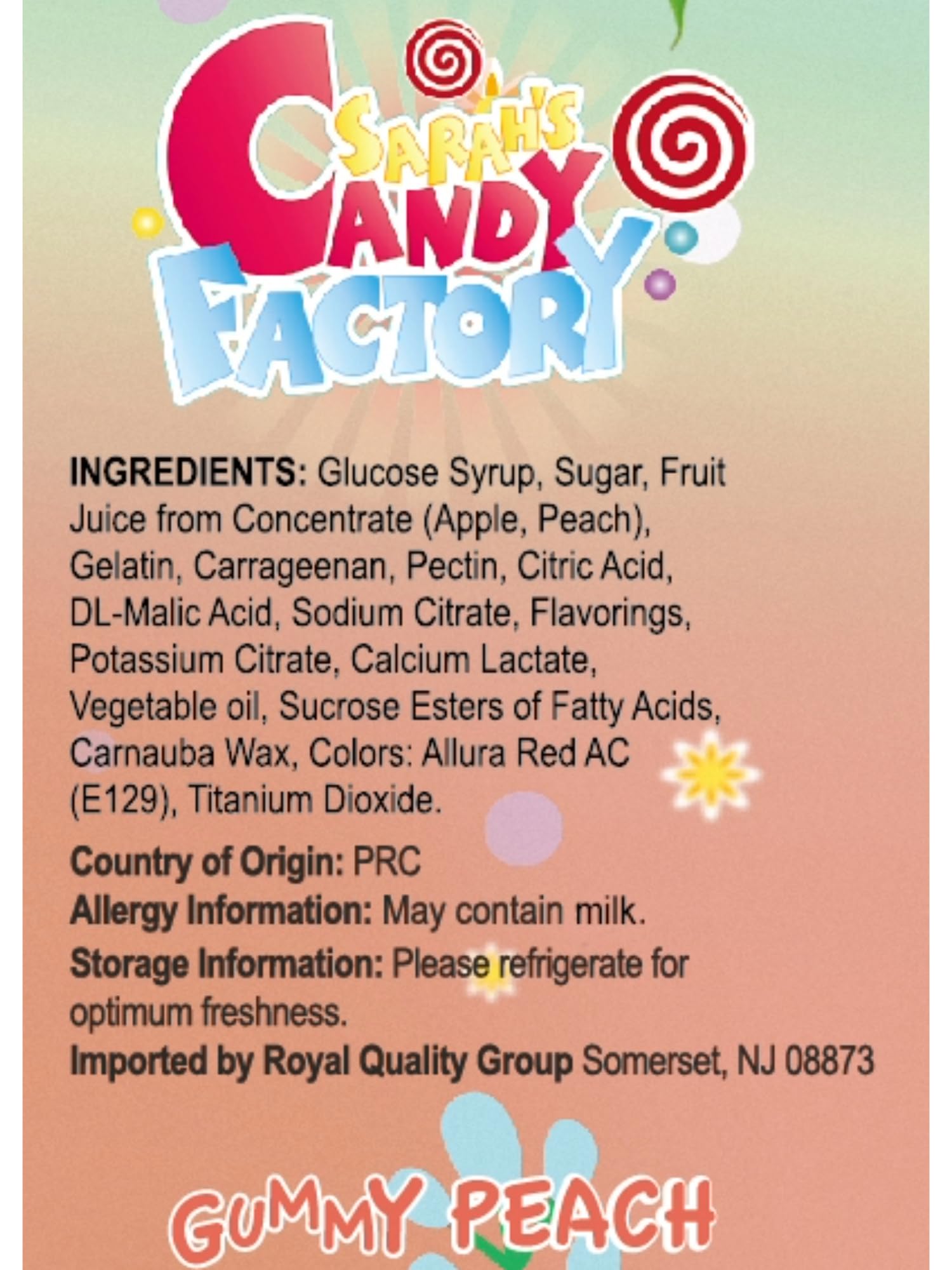 Sarah's Candy Factory Peelable Peach Gummies - Sarah's Candy Factory 1 Oz (8 Pack)