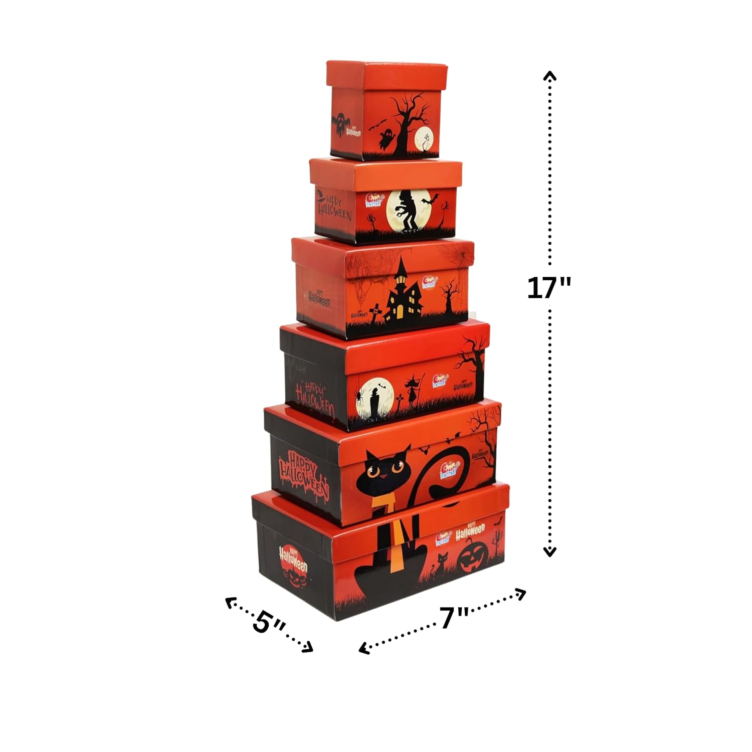 Sarah's Candy Factory Sarah's Candy Factory Halloween Theme Tower Box with Ribbon - 6 Tier
