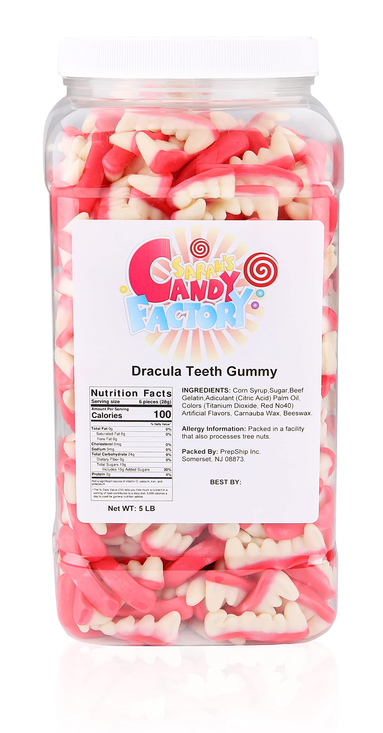 Sarah's Candy Factory Dracula Teeth Gummy Candy Jar - 5 Lbs