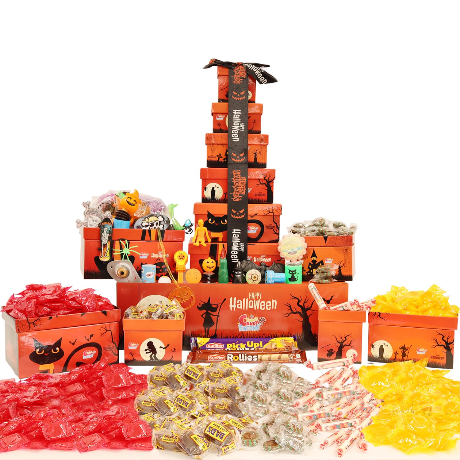 Sarah's Candy Factory Sarah's Candy Factory Halloween Theme Tower Box with Ribbon - 6 Tier