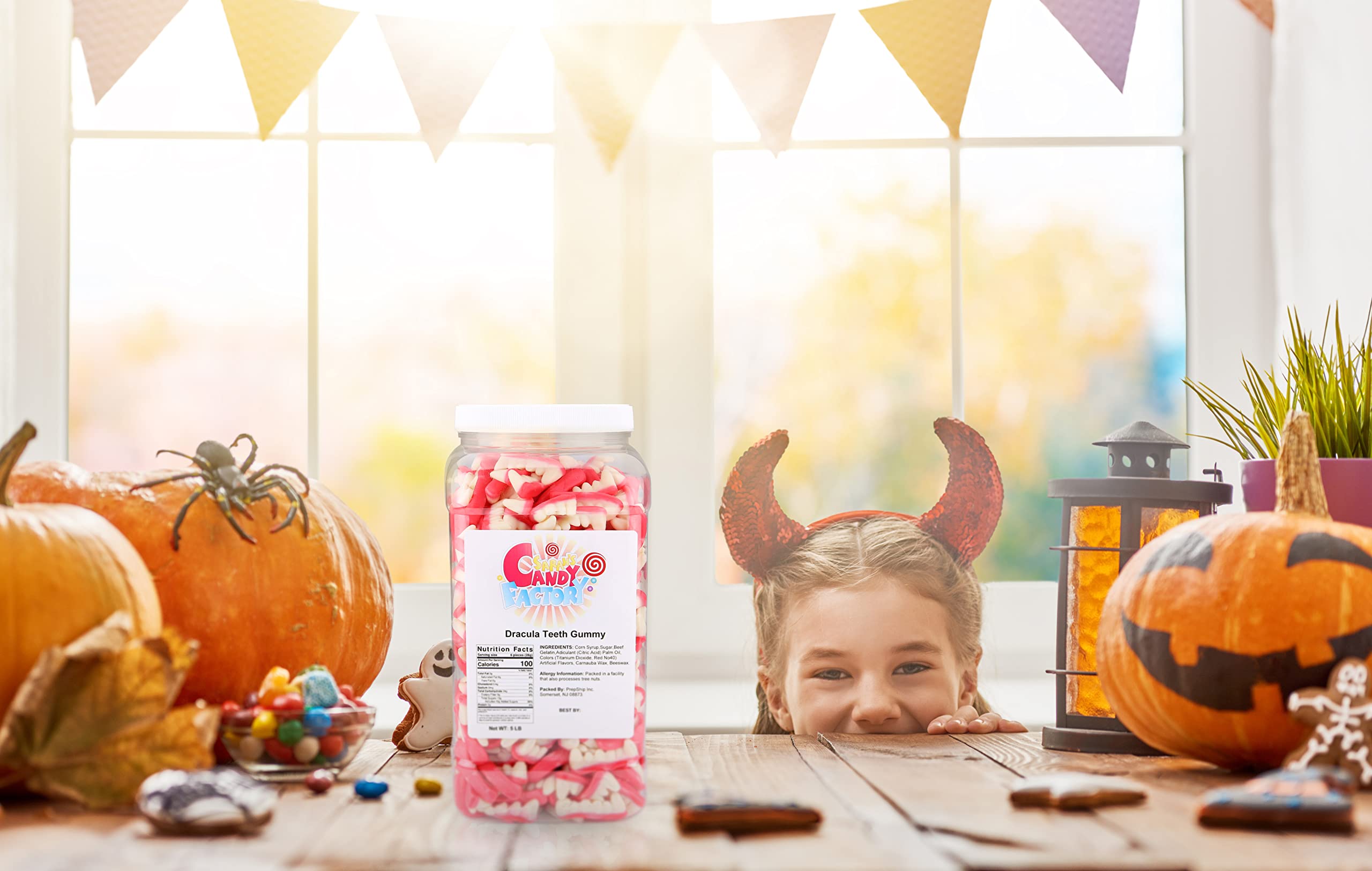 Sarah's Candy Factory Dracula Teeth Gummy Candy Jar - 5 Lbs