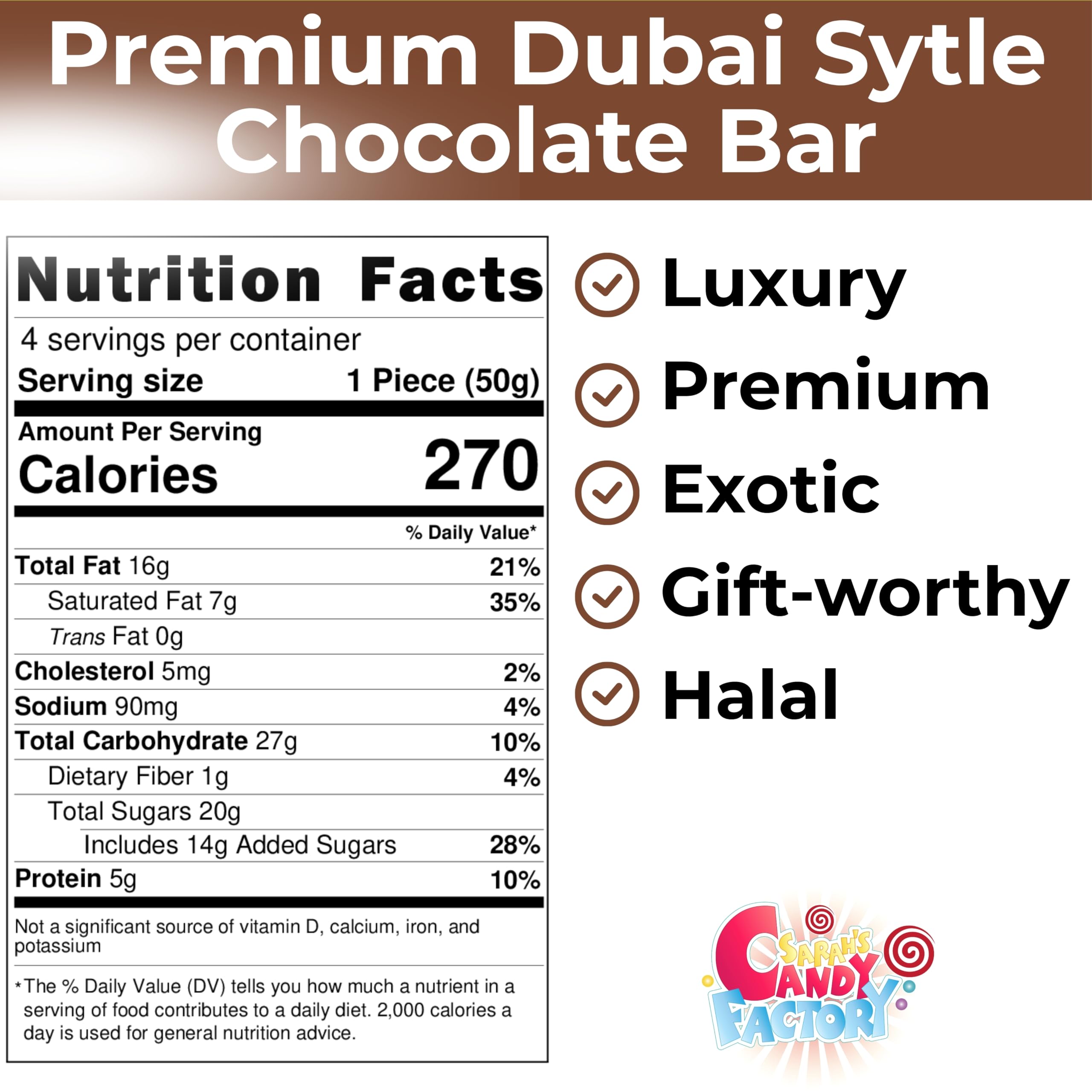 Luxury Dubai-Style Chocolate Bar 200g