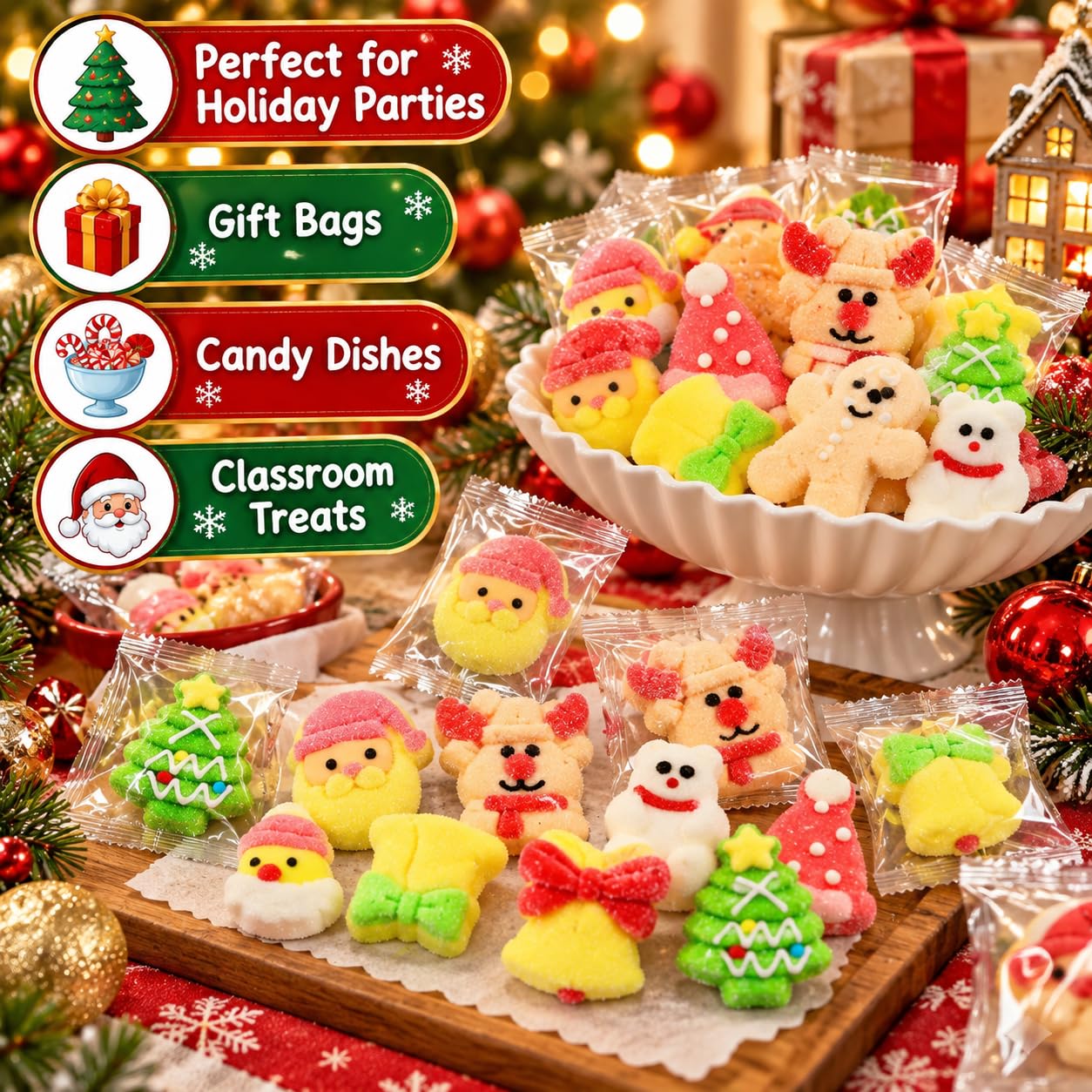Christmas Vanilla Marshmallows 2-Pack, 40 Individually Wrapped, 14 Oz Bag