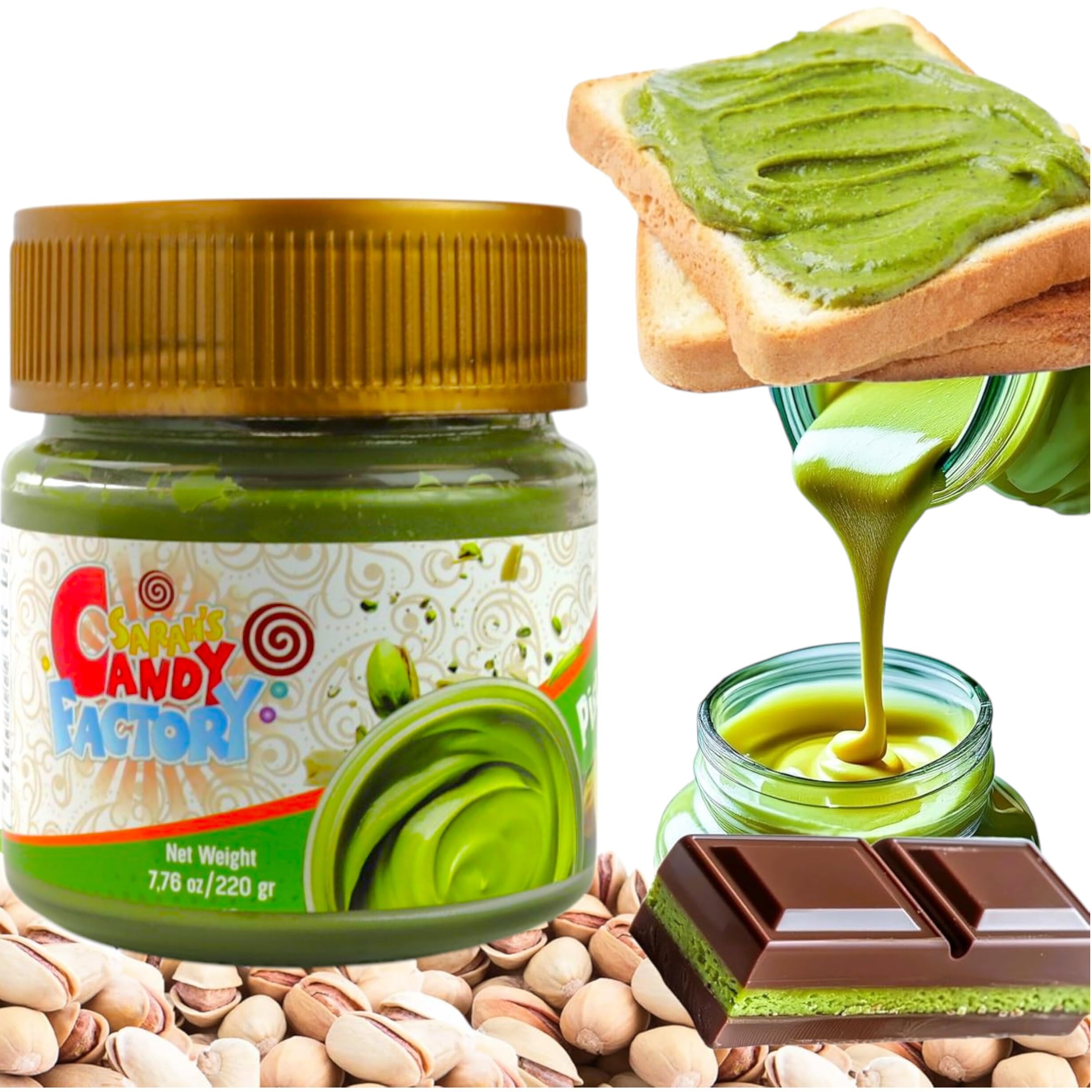 Sarah's Candy Factory Pistachio Butter Spreadable Cream - 7.75 oz (220 gr) in Glass Jar
