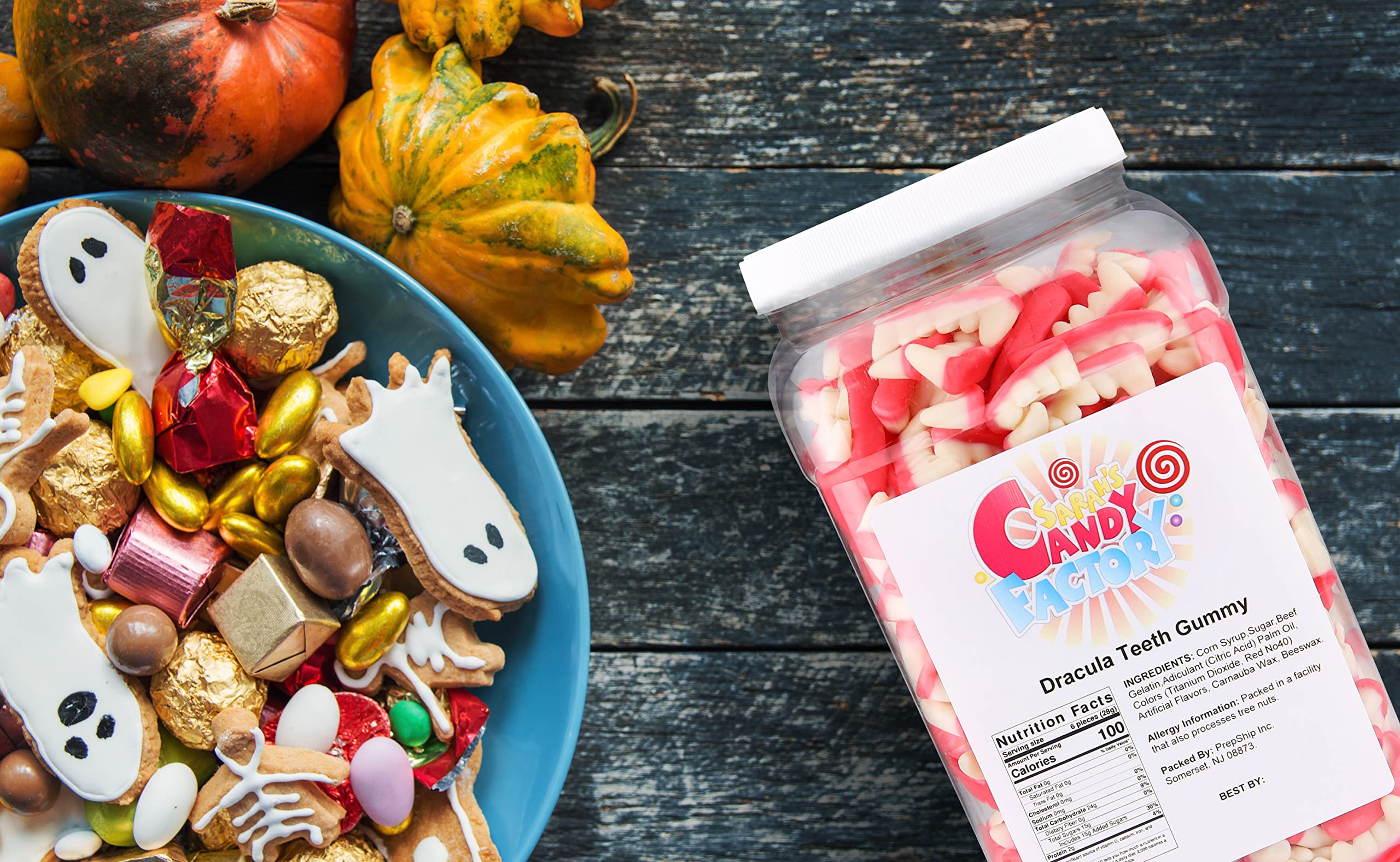 Sarah's Candy Factory Dracula Teeth Gummy Candy Jar - 5 Lbs