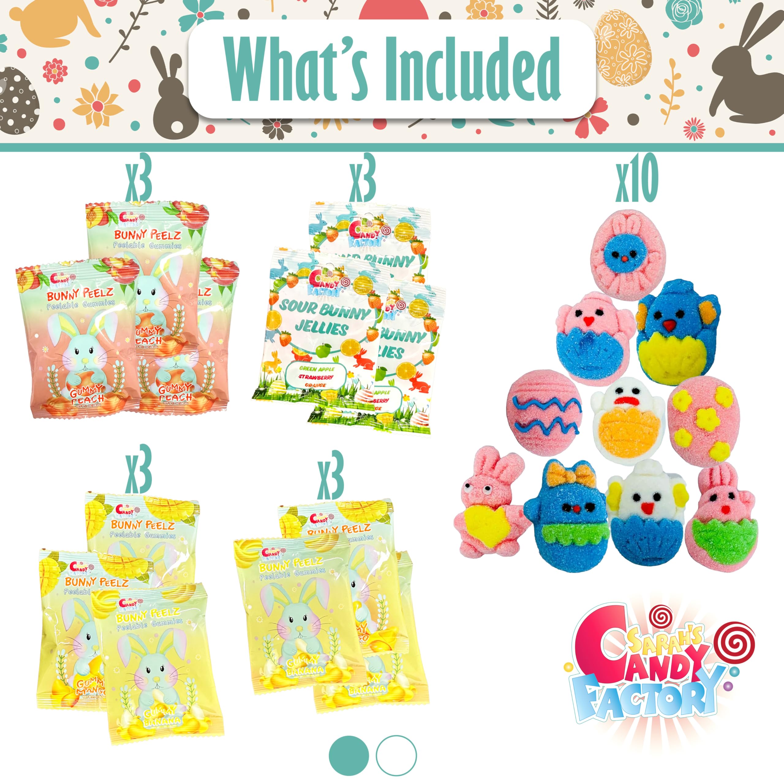 Sarah's Candy Factory Easter Snack Yellow Box (58 Count) - Assorted Treats for Everyone