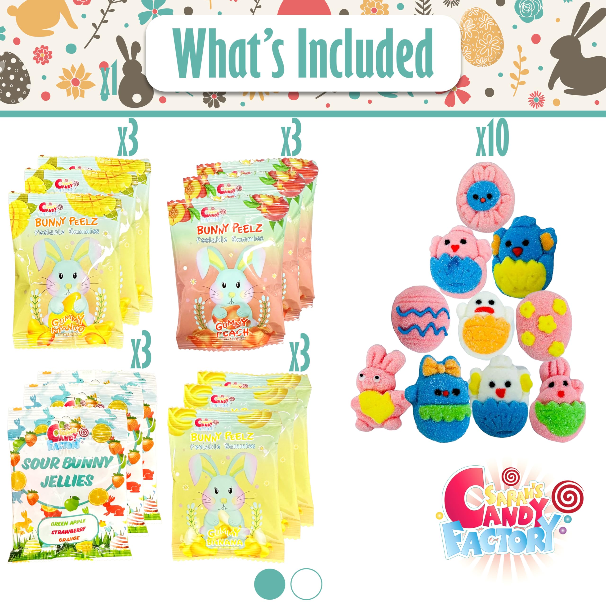 Sarah's Candy Factory Easter Snack Basket (52 Count) with Candy & Treats