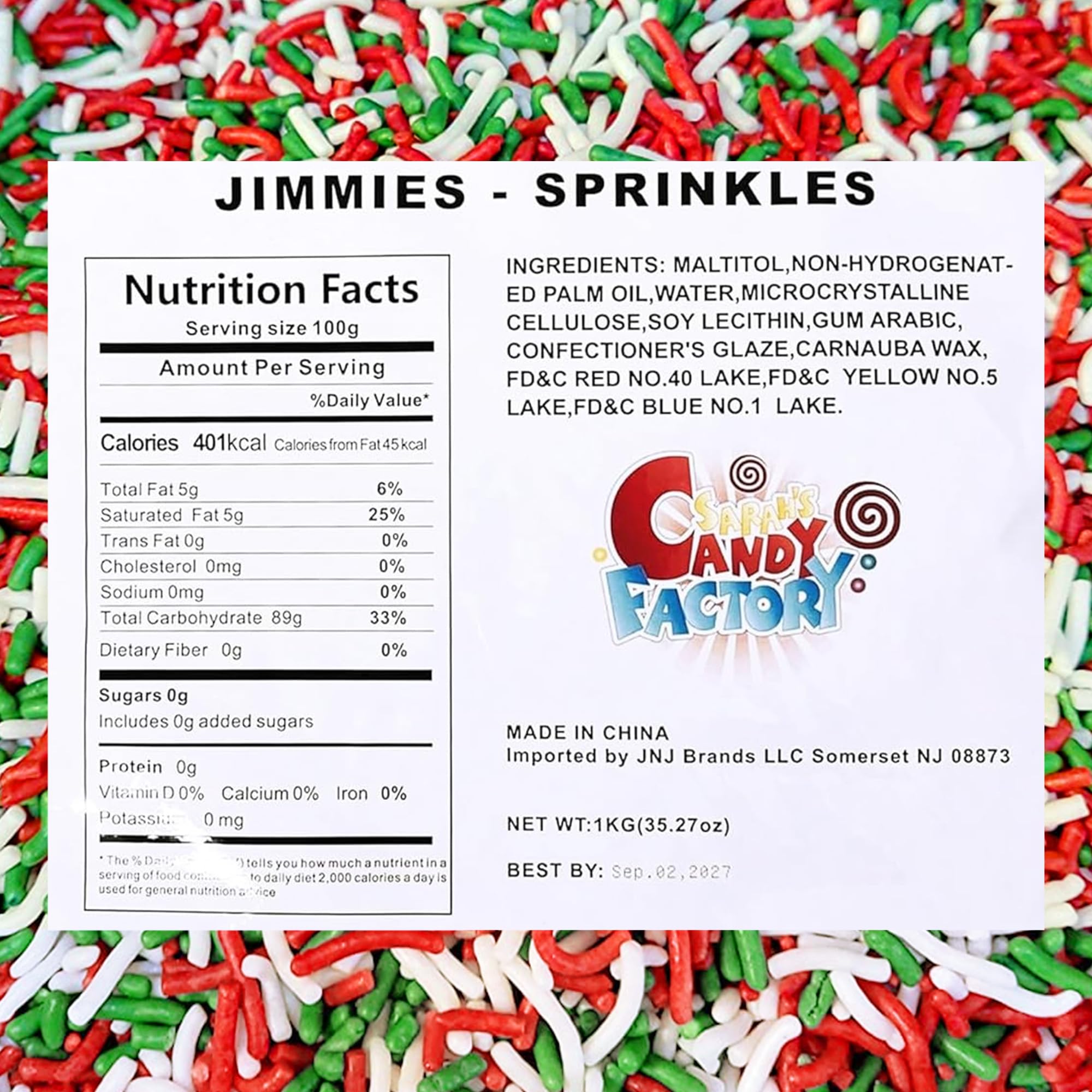 Sarah's Candy Factory Sarah's Candy Factory Christmas Sprinkles - 2.2 lbs