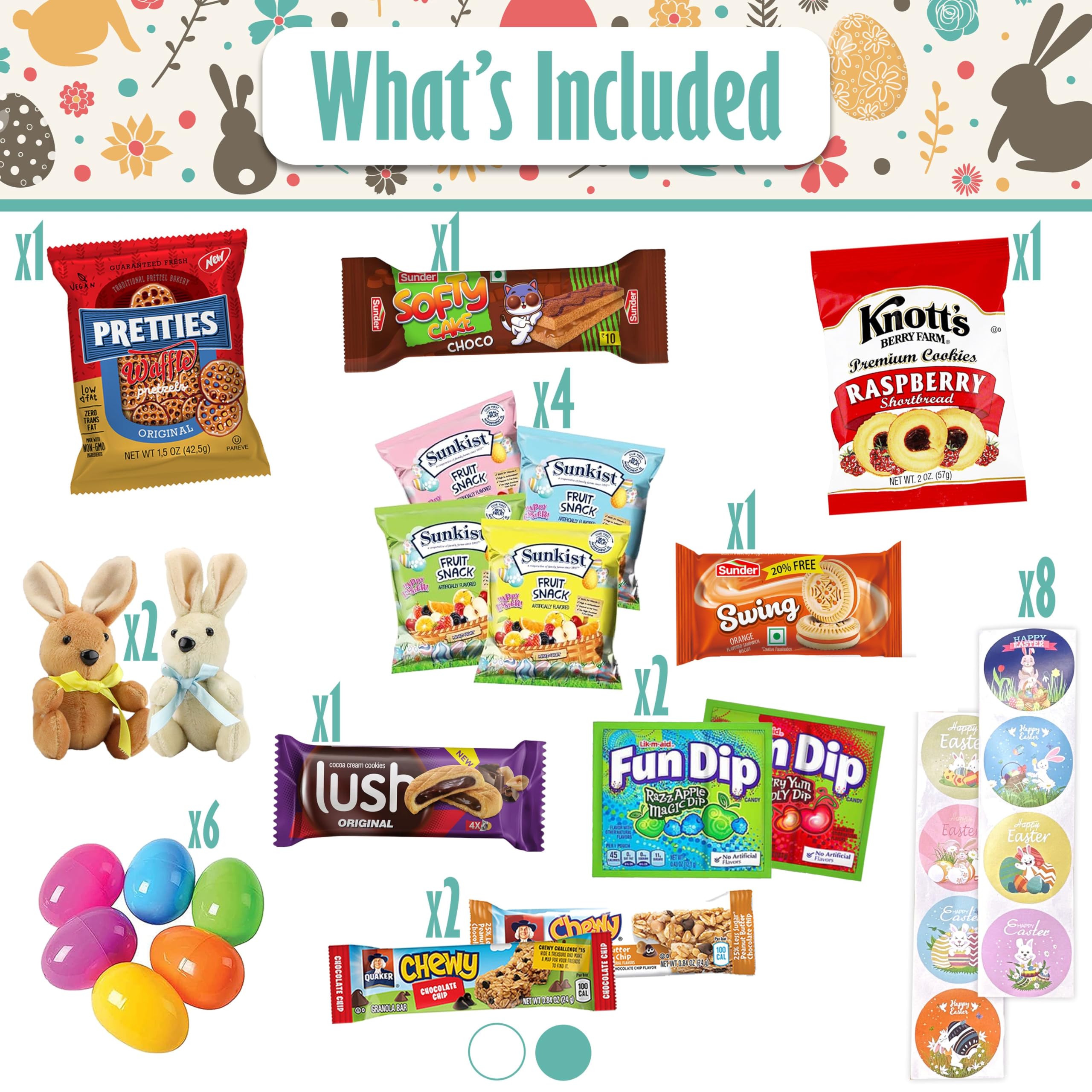 Sarah's Candy Factory Easter Snack Basket (52 Count) with Candy & Treats