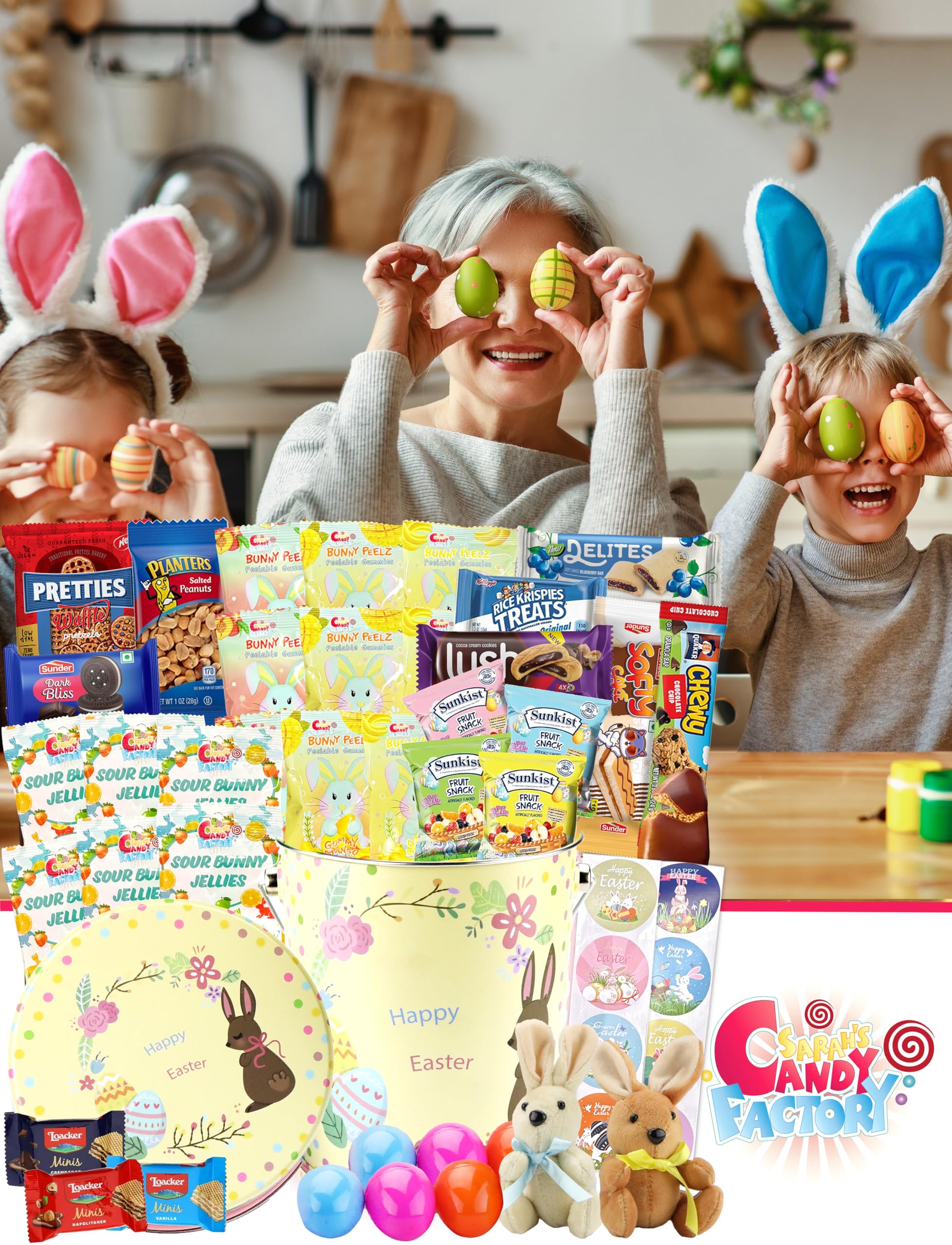 Sarah's Candy Factory Easter Snack Yellow Tin (48 Count) - Assorted Candy