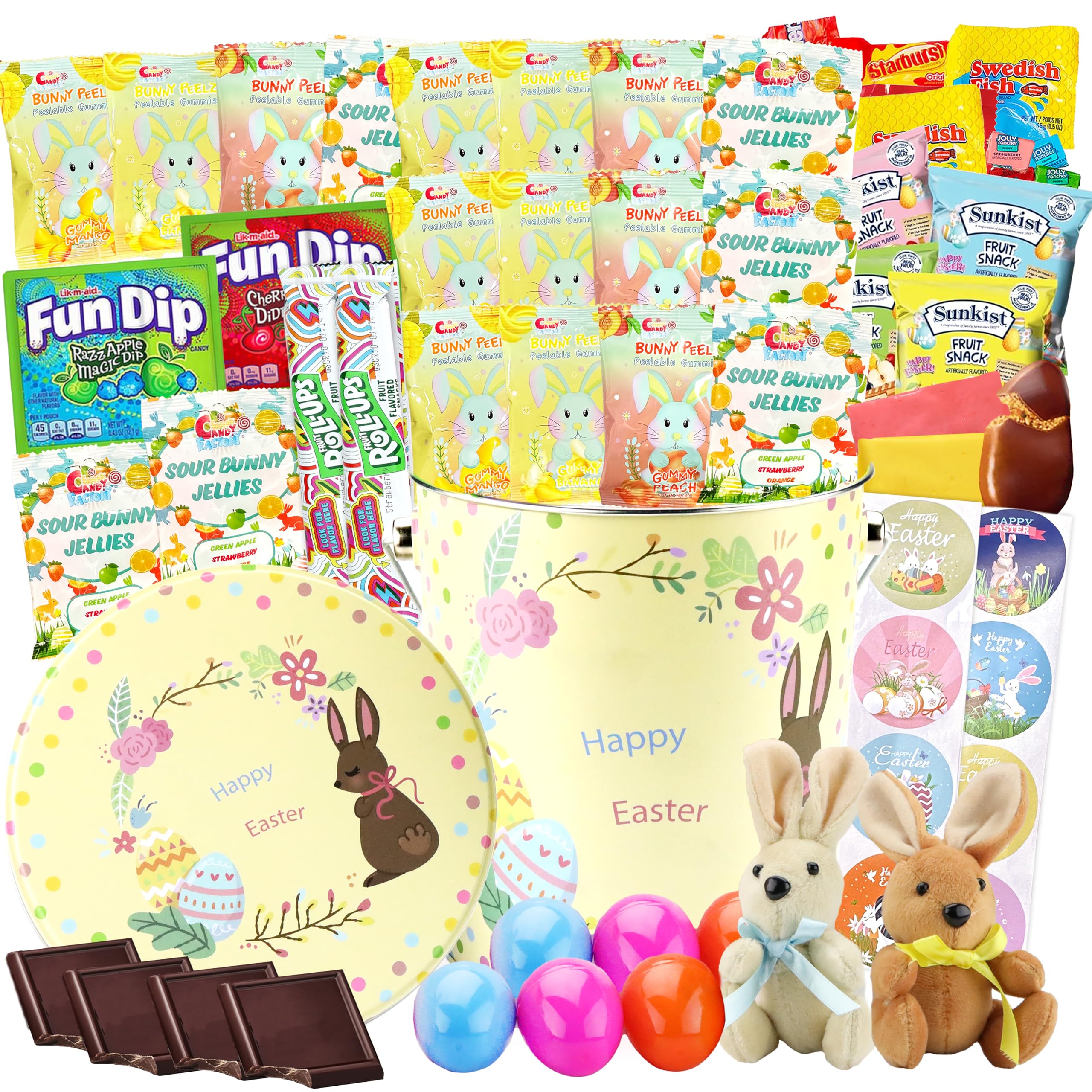 Sarah's Candy Factory Easter Snack Yellow Tin - 60 Count Assorted Candy