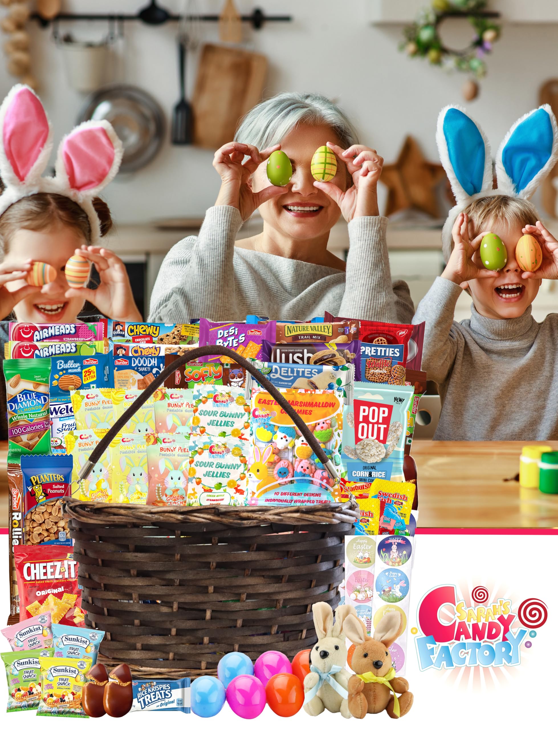 Sarah's Candy Factory Easter Brown Oval Willow Basket - 70 Count Treats & Snacks
