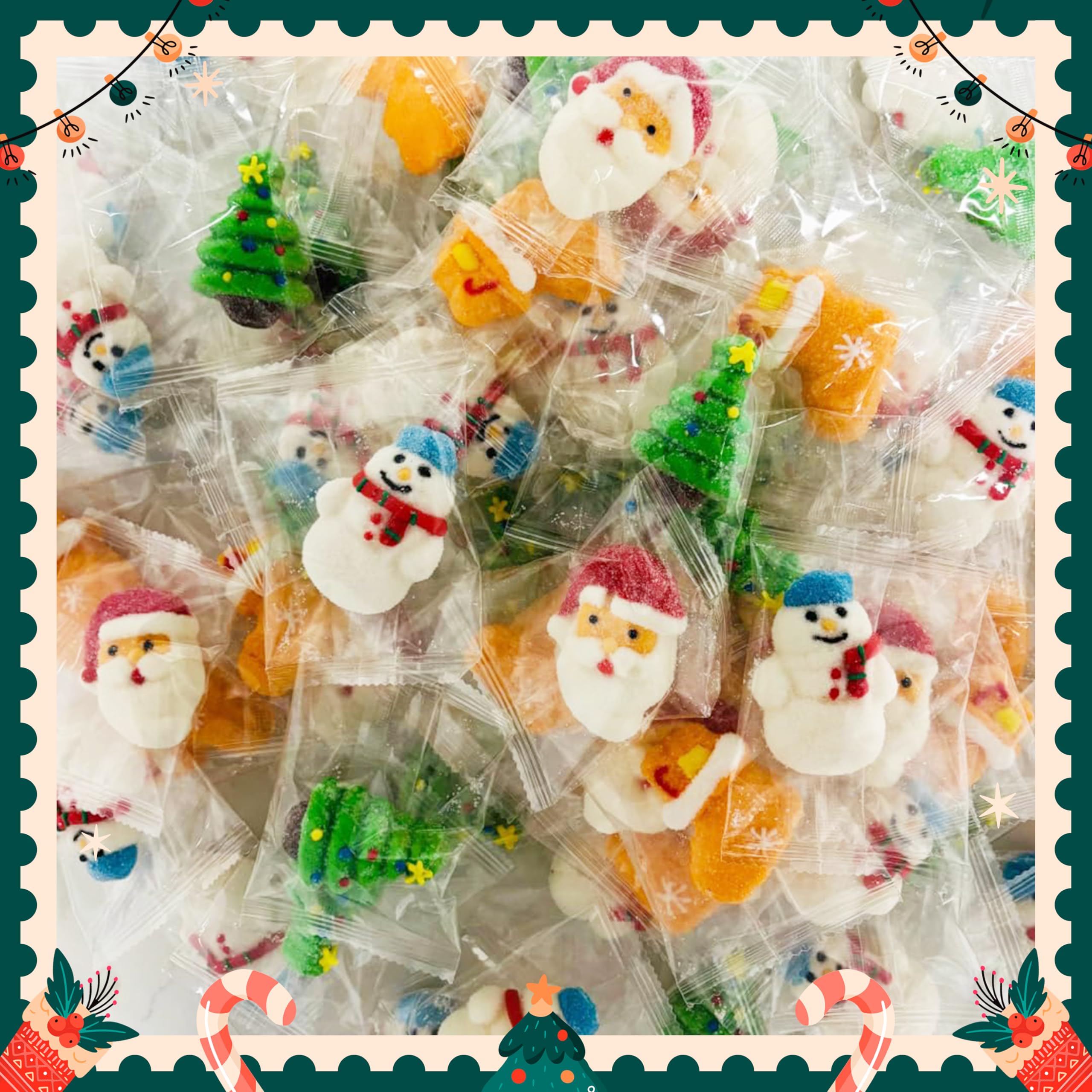 Christmas Theme Marshmallow Candy - 2.2 Lbs, 80 Pieces, Individually Wrapped, Kosher & Halal