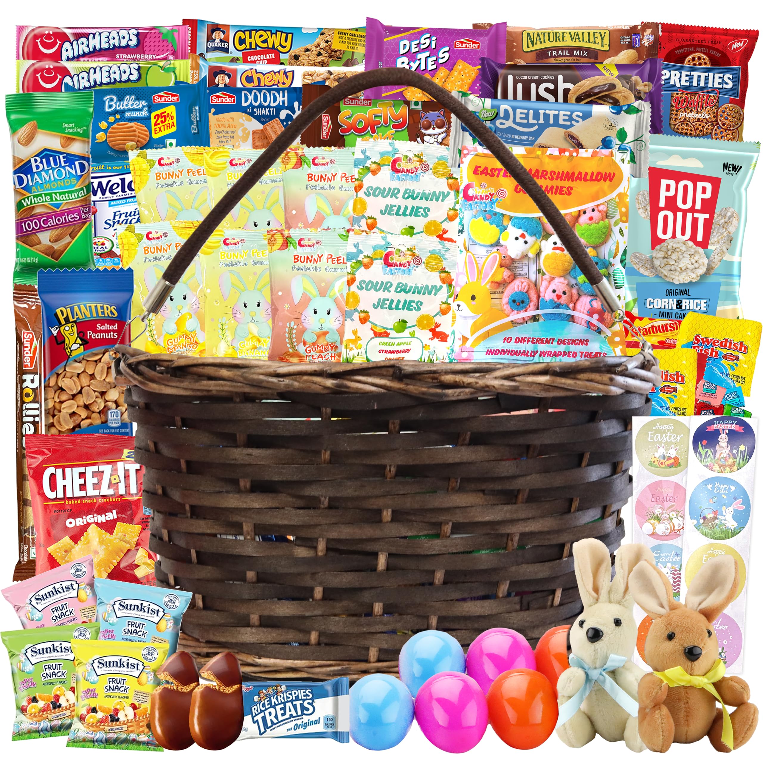 Sarah's Candy Factory Easter Brown Oval Willow Basket - 70 Count Treats & Snacks