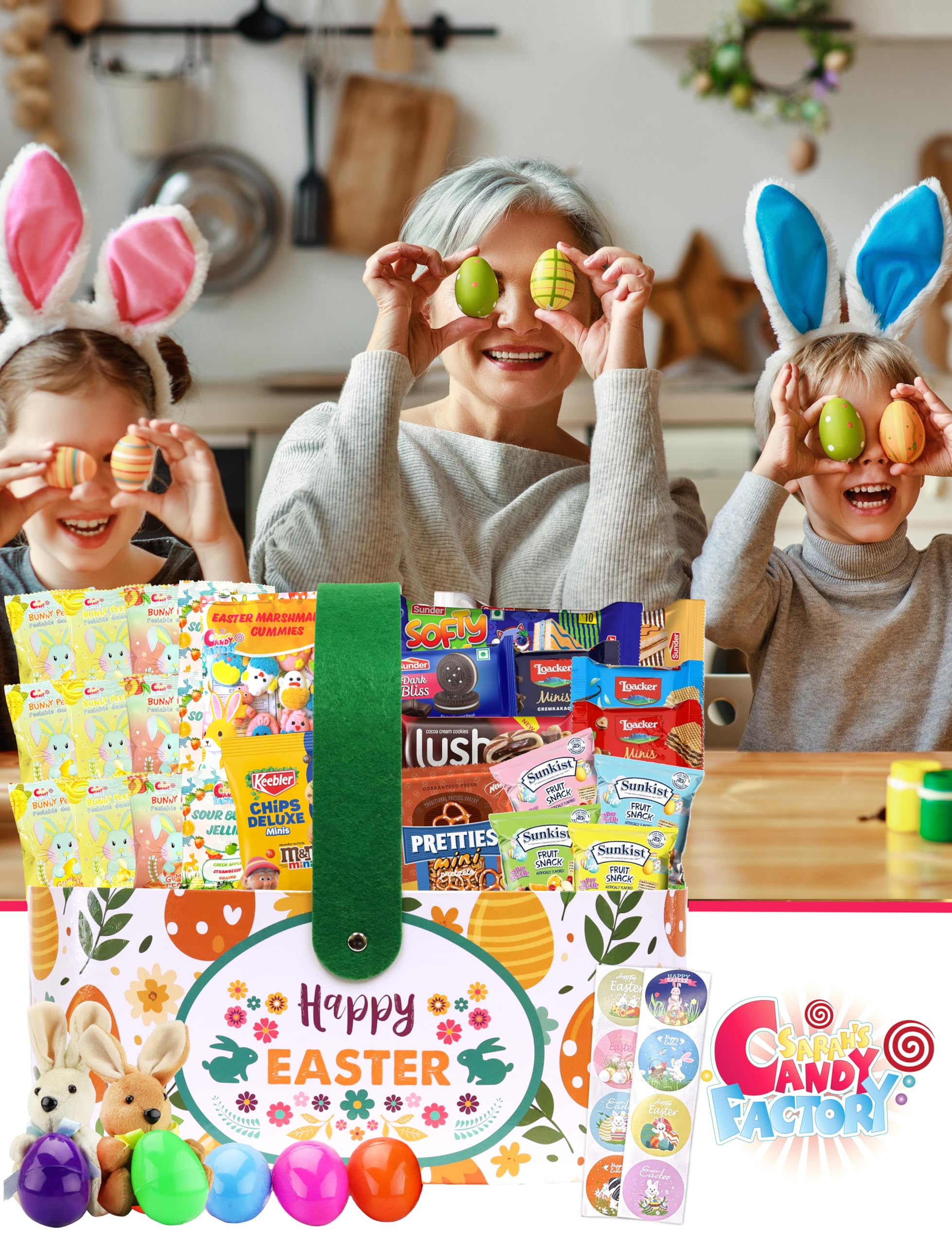Sarah's Candy Factory Easter Snack Basket - 52 Count Assortment of Treats