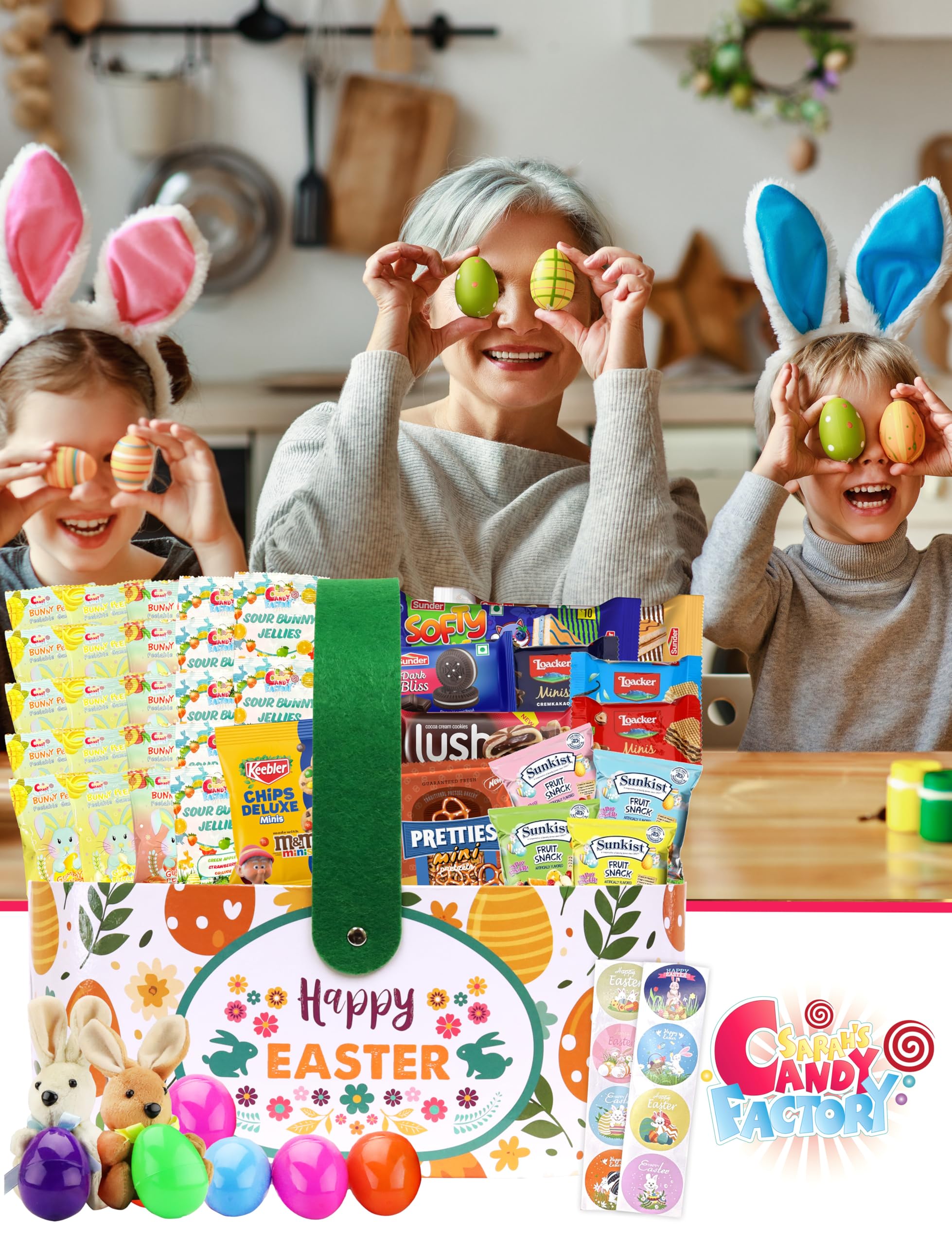 Sarah's Candy Factory Easter Snack Basket (52 Count) - Assorted Treats & Sweets