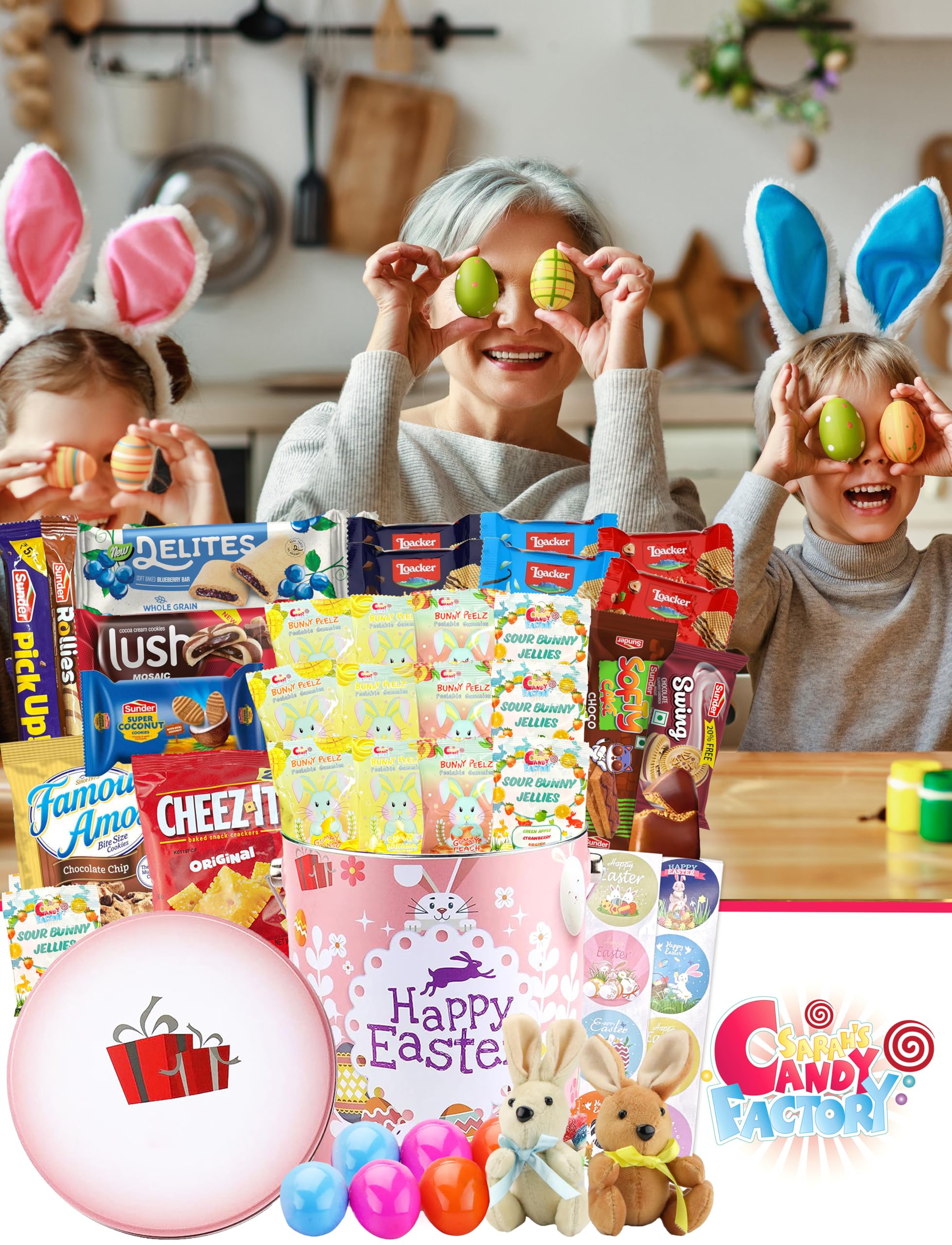 Sarah's Candy Factory Easter Snack Pink Tin - 46 Count Candy & Gummies