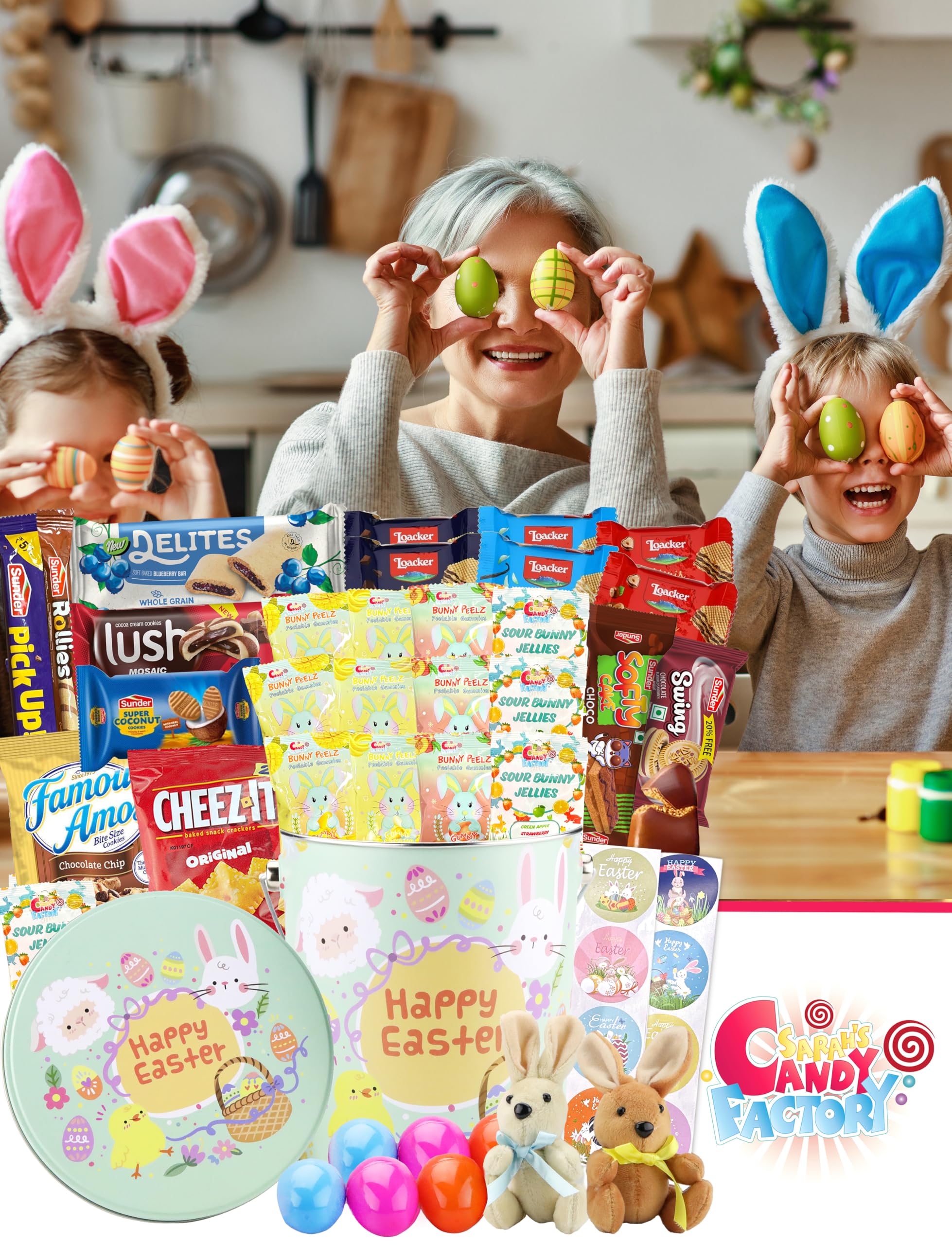 Sarah's Candy Factory Easter Snack Green Tin - 46 Count of Delicious Treats