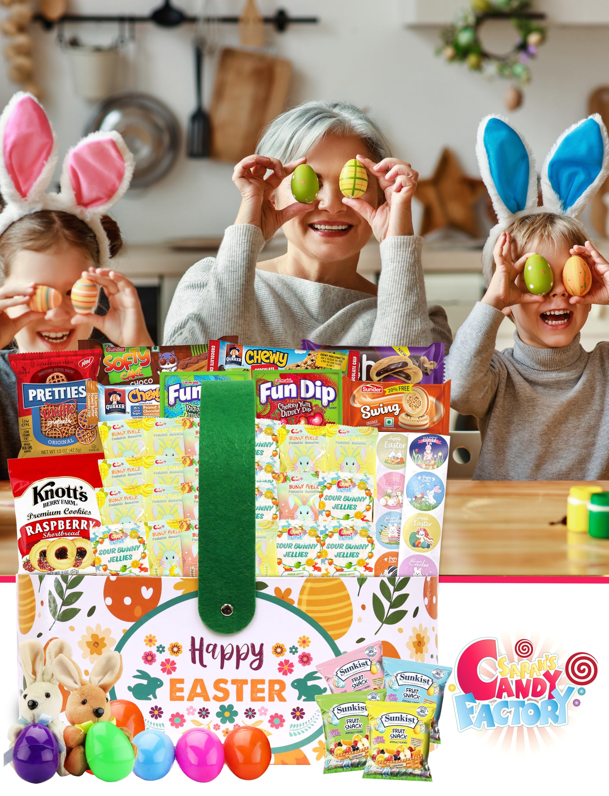 Sarah's Candy Factory Easter Snack Basket - 52 Count with Candy and Treats