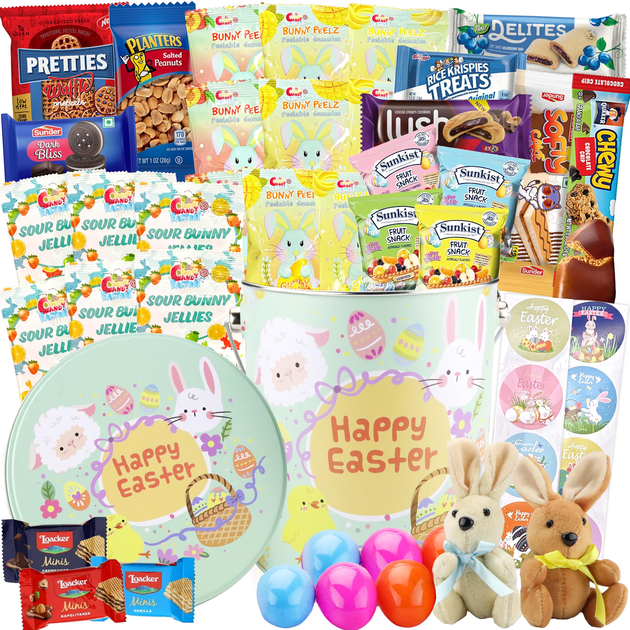 Sarah's Candy Factory Easter Snack Green Tin - 48 Count Assorted Candy Treats