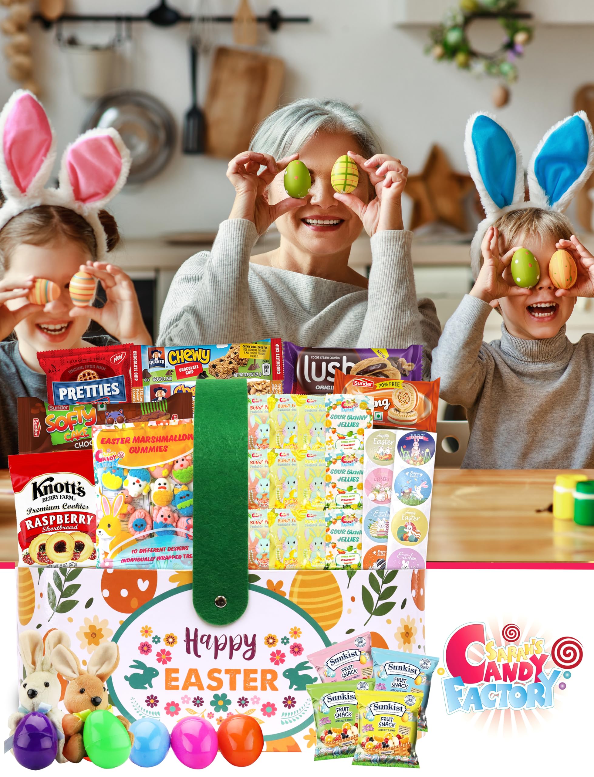 Sarah's Candy Factory Easter Snack Basket (52 Count) with Candy & Treats