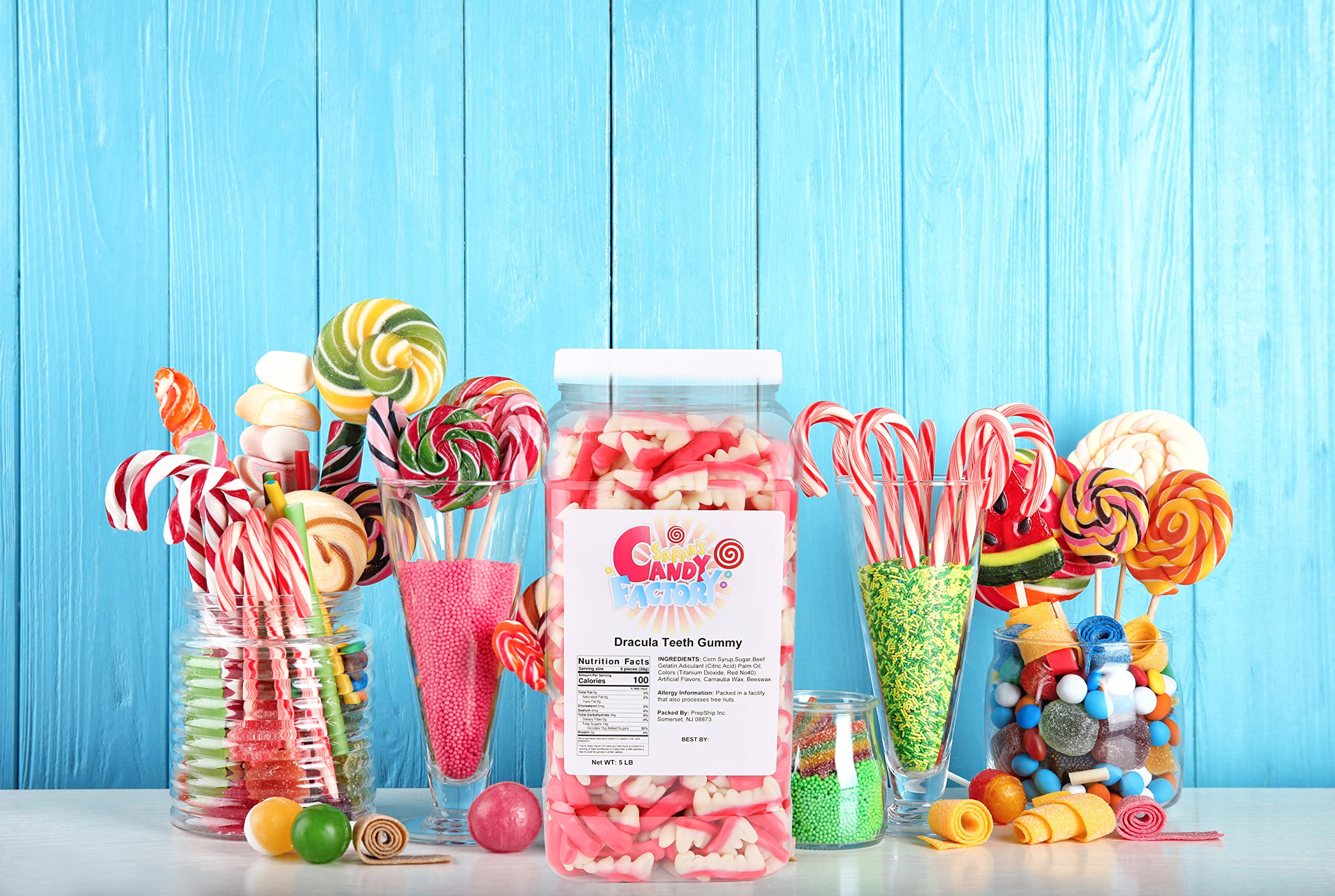 Sarah's Candy Factory Dracula Teeth Gummy Candy Jar - 5 Lbs