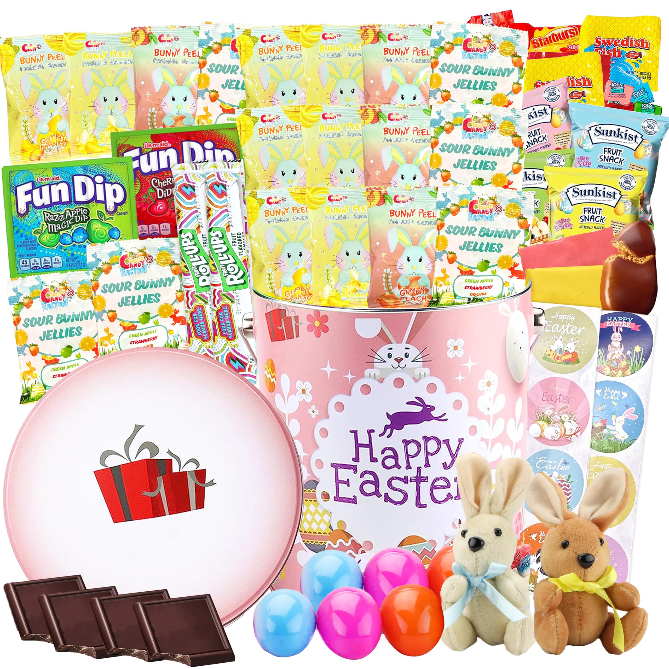 Sarah's Candy Factory Easter Snack Pink Tin (60 Count) - Assorted Candy Treats