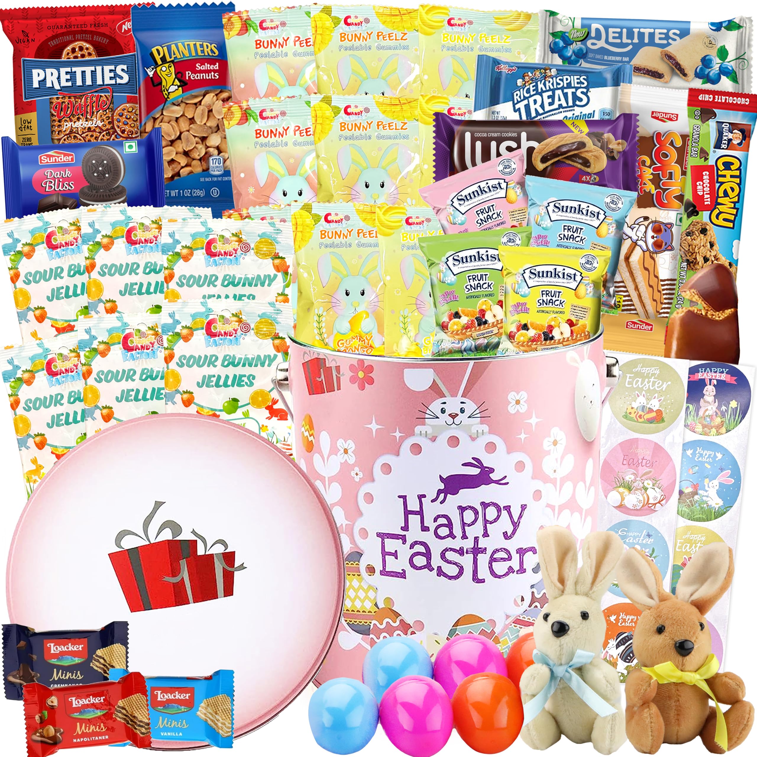 Sarah's Candy Factory Easter Snack Pink Tin (48 Count) - Assorted Candy Treats