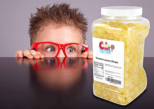 Sarah's Candy Factory Sanded Lemon Drops Candy - 6 Lbs Jar (Gluten Free)