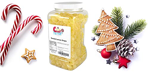 Sarah's Candy Factory Sanded Lemon Drops Candy - 6 Lbs Jar (Gluten Free)