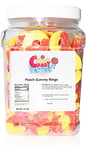 Sarah's Candy Factory Peach Gummy Rings - 2.5 Lbs Jar