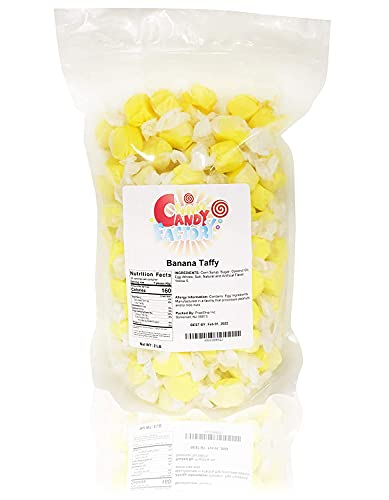 Sarah's Candy Factory Salt Water Taffy Banana - 2 Lbs Resealable Bag | Banana Salt Water Taffy