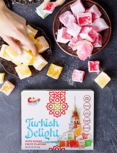 Sarah's Candy Factory Assorted Fruit Flavored Turkish Delight 4.05 oz - Turkish Delight Assorted Fruit Flavors