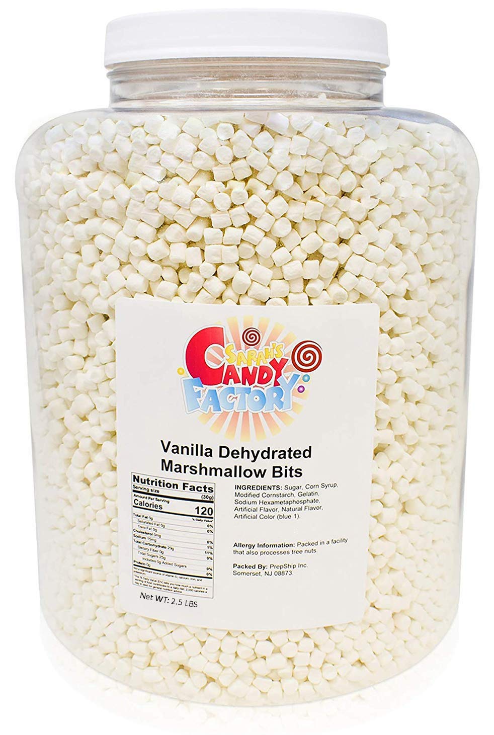 Sarah's Candy Factory Vanilla Mini Dehydrated Marshmallow Bits - Big Jar (1-2.5 Lbs)