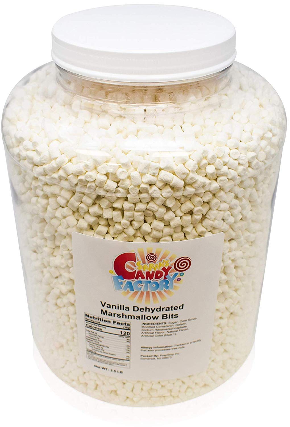 Sarah's Candy Factory Vanilla Mini Dehydrated Marshmallow Bits - Big Jar (1-2.5 Lbs)