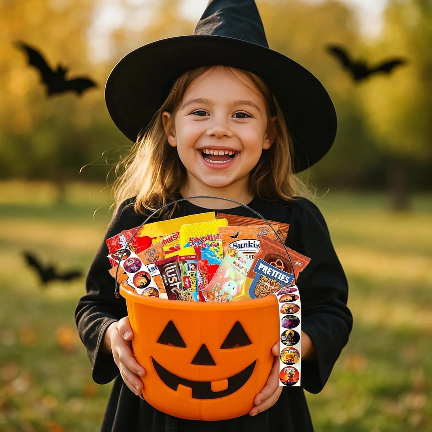 Halloween Pumpkin Bucket – Assorted Candies & Snacks (44 Count)